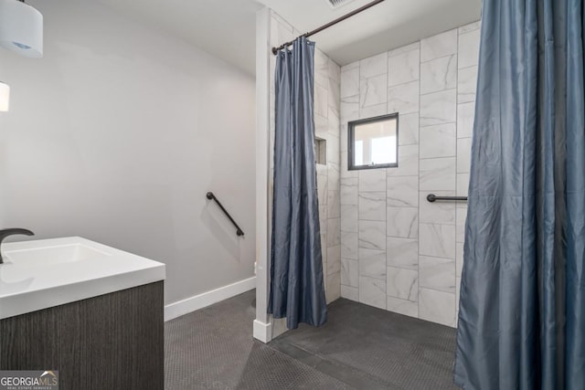 114 Cartecay River Run, Ellijay, GA 30536 - full bath featuring tiled shower, vanity, and baseboards
