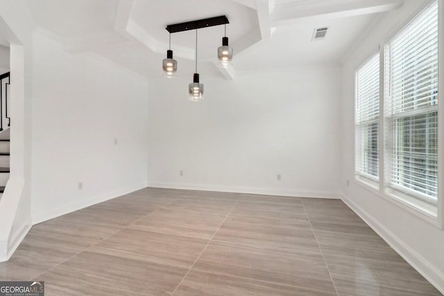 4186 Matisse Ln, Fairburn, GA 30213 - unfurnished room with stairs, plenty of natural light, light tile patterned floors, and ornamental molding