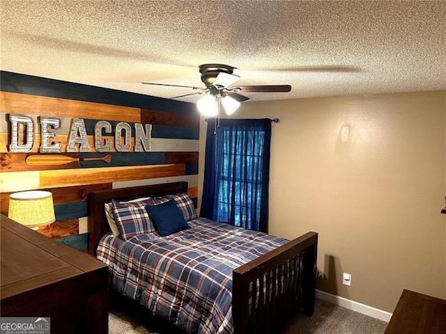 298 Moorings Run, Jasper, GA 30143 - carpeted bedroom featuring a textured ceiling and a ceiling fan