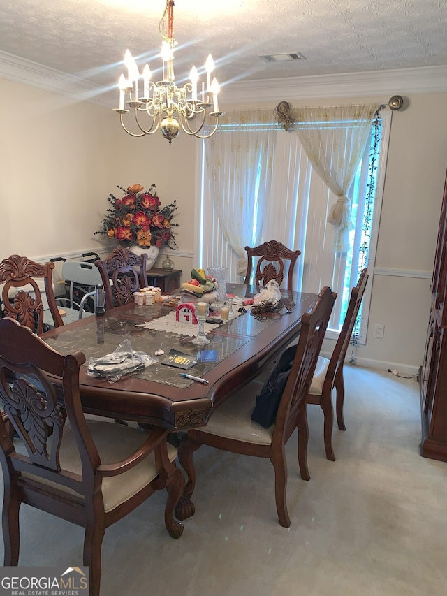 6570 Laurens Way, Stone Mountain, GA 30087 - dining area with a chandelier, crown molding, and light carpet
