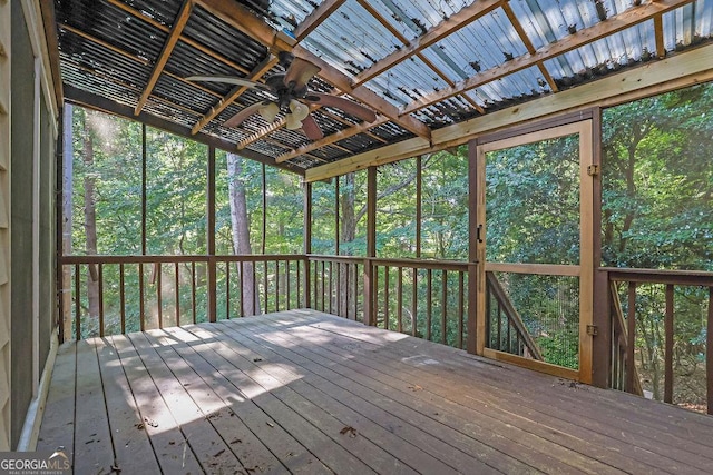 6708 Thornwood Ct, Flowery Branch, GA 30542 - unfurnished sunroom featuring a ceiling fan