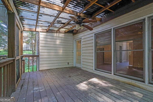 6708 Thornwood Ct, Flowery Branch, GA 30542 - deck featuring a ceiling fan