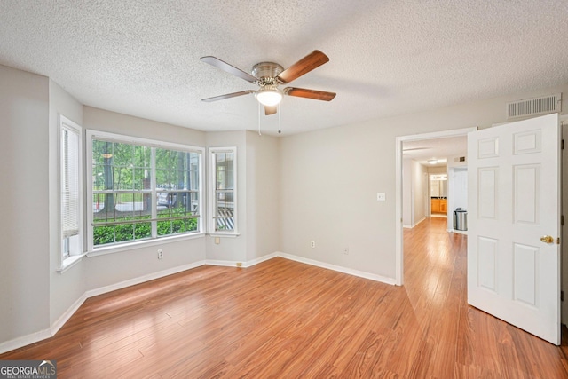 514 Mcgill Pl NE, Atlanta, GA 30312 - unfurnished room featuring ceiling fan, light wood finished floors, a textured ceiling, and baseboards