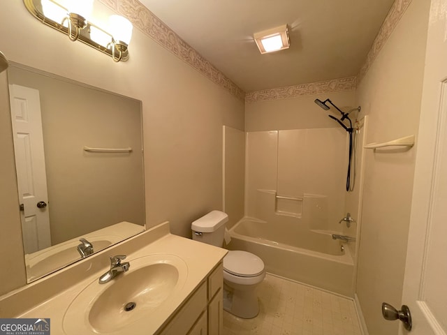 555 Barker Trail Rd, Cleveland, GA 30528 - bathroom with vanity, toilet, tile patterned floors, and shower / bath combination