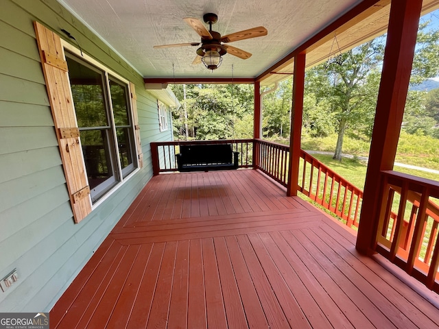 555 Barker Trail Rd, Cleveland, GA 30528 - wooden terrace with ceiling fan