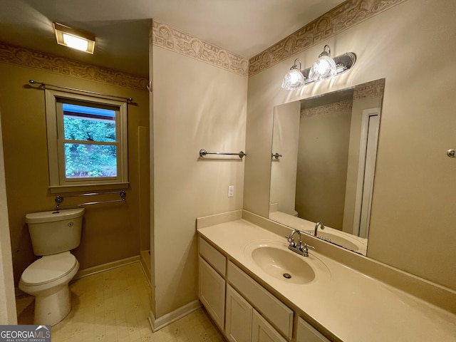 555 Barker Trail Rd, Cleveland, GA 30528 - bathroom featuring toilet, vanity, a shower, and baseboards