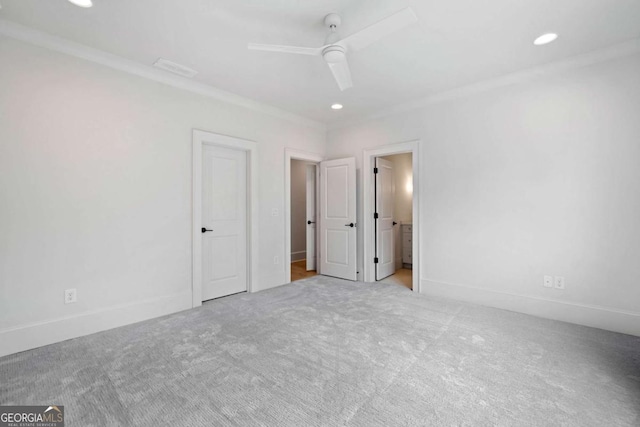615 Claxton Ln, Milton, GA 30004 - unfurnished bedroom featuring carpet flooring, recessed lighting, ceiling fan, and ensuite bath