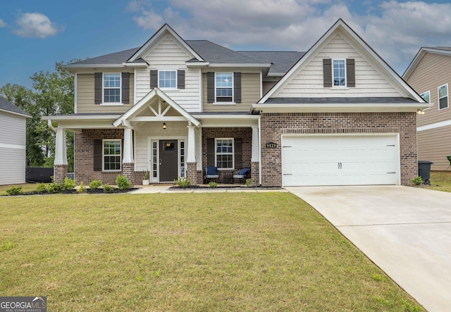 9929 Long Leaf Pine Dr, Midland, GA 31820 - craftsman-style home with concrete driveway, brick siding, and a front yard