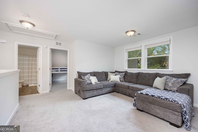 9929 Long Leaf Pine Dr, Midland, GA 31820 - carpeted living area featuring attic access and baseboards