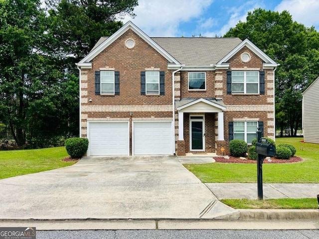 5848 Rex Ridge Loop, Rex, GA 30273 - view of front of home with driveway, a front lawn, brick siding, and an attached garage