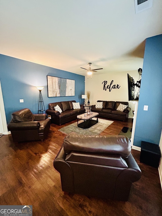 5848 Rex Ridge Loop, Rex, GA 30273 - living room featuring wood finished floors and ceiling fan