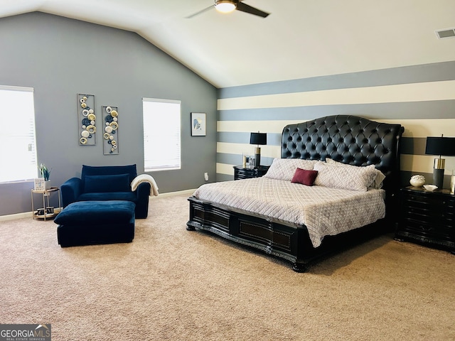5848 Rex Ridge Loop, Rex, GA 30273 - bedroom featuring vaulted ceiling, carpet floors, baseboards, and ceiling fan