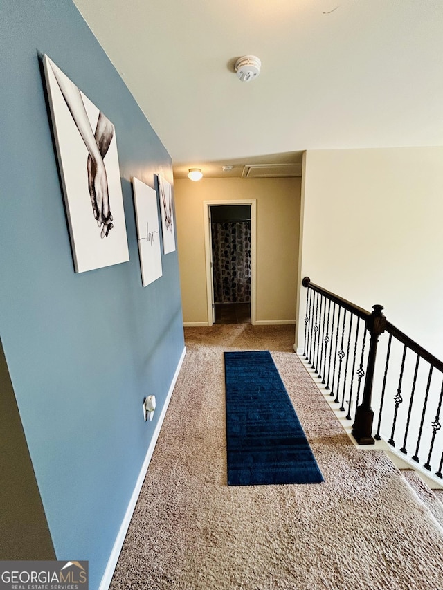 5848 Rex Ridge Loop, Rex, GA 30273 - hall with carpet, baseboards, and attic access