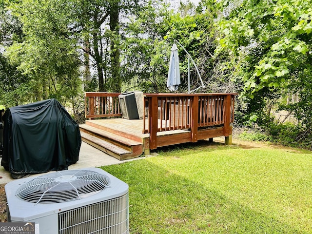 5848 Rex Ridge Loop, Rex, GA 30273 - deck featuring central air condition unit, a yard, and area for grilling