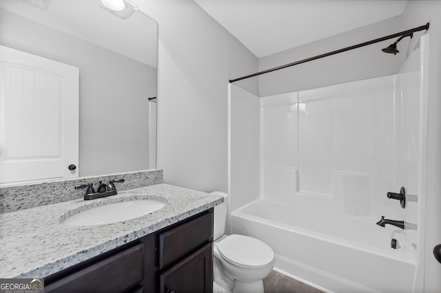 108 Donovan Ave, Locust Grove, GA 30248 - bathroom featuring vanity, toilet, and shower / tub combination