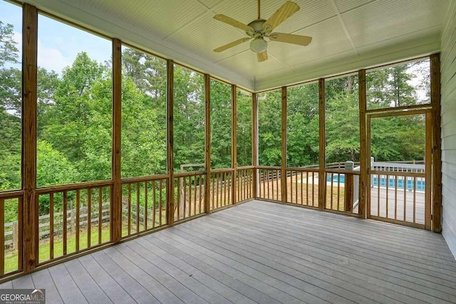 326 Seldom Seen Trl, Canton, GA 30115 - unfurnished sunroom with a ceiling fan