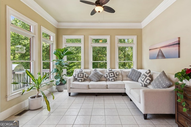 952 Moores Walk Ln, Suwanee, GA 30024 - sunroom / solarium with tile patterned floors, crown molding, and baseboards