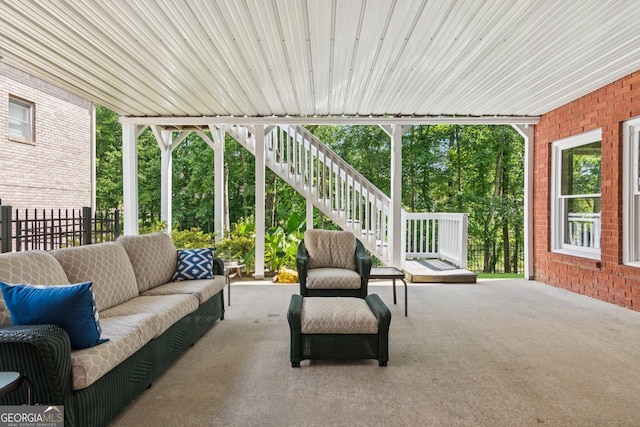 952 Moores Walk Ln, Suwanee, GA 30024 - view of patio featuring an outdoor living space and stairway