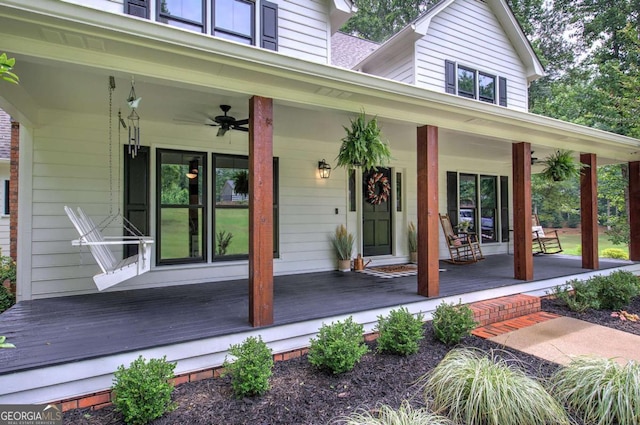 6095 Fords Rd NW, Acworth, GA 30101 - doorway to property featuring a porch and ceiling fan