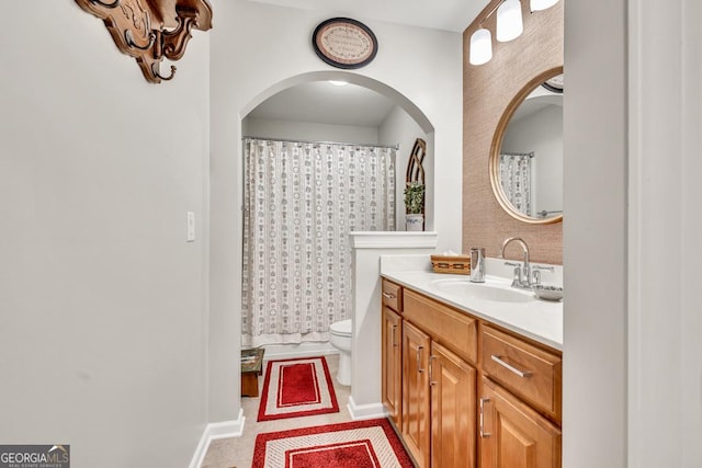 7891 Brass Lantern Dr, Flowery Branch, GA 30542 - bathroom with vanity and a shower with curtain