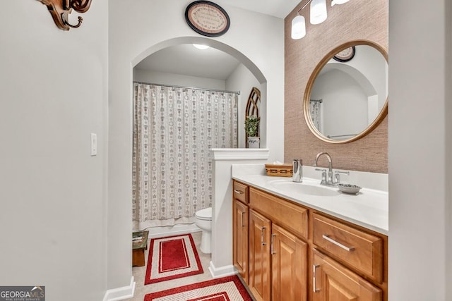 7891 Brass Lantern Dr, Flowery Branch, GA 30542 - full bath with vanity and a shower with curtain