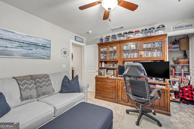 7891 Brass Lantern Dr, Flowery Branch, GA 30542 - office space with light colored carpet and ceiling fan