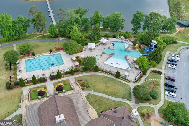 7891 Brass Lantern Dr, Flowery Branch, GA 30542 - bird's eye view of a pool area