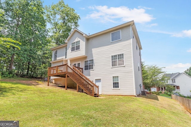 2600 Neighborhood Walk, Villa Rica, GA 30180 - rear view of house featuring stairway and a deck