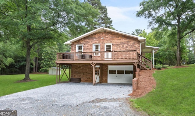 764 Sandy Cross Rd, Lexington, GA 30648 - view of front of property featuring driveway, brick siding, a front lawn, and an attached garage