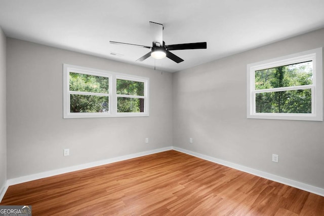 162 Langston Rd NE, Calhoun, GA 30701 - empty room featuring plenty of natural light, baseboards, light wood-type flooring, and a ceiling fan