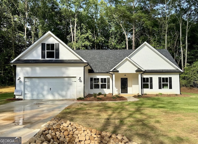 143 Roberts Quarters Rd, Concord, GA 30206 - view of front of house with driveway, a front yard, and view of scattered trees