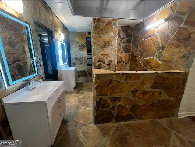 782 Wimbish Rd, Macon, GA 31210 - bathroom with vanity, walk in shower, and stone flooring