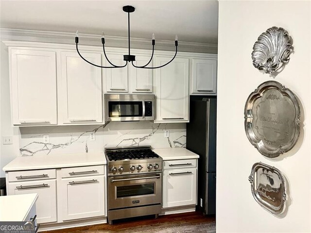 8525 Anchor On Lanier Ct, Gainesville, GA 30506 - kitchen featuring appliances with stainless steel finishes, light countertops, and white cabinetry