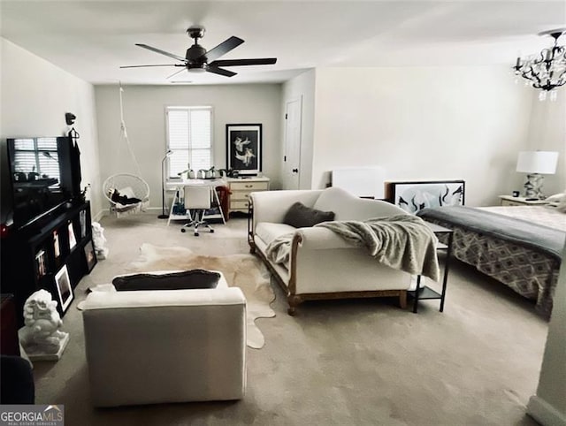 8525 Anchor On Lanier Ct, Gainesville, GA 30506 - bedroom featuring light carpet, a desk, and a ceiling fan