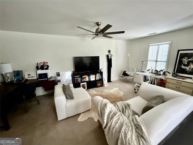 8525 Anchor On Lanier Ct, Gainesville, GA 30506 - living area featuring carpet floors and a ceiling fan