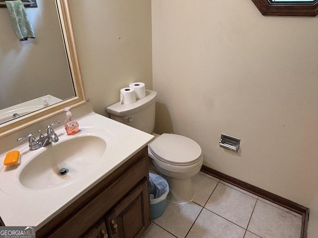 404 Windsor Way, Peachtree City, GA 30269 - half bath with toilet, vanity, and tile patterned flooring