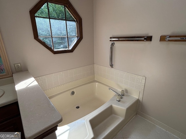 404 Windsor Way, Peachtree City, GA 30269 - bathroom with a garden tub and tile patterned floors