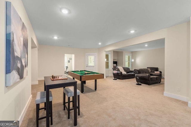 4457 Equity Ct, Ellenwood, GA 30294 - recreation room with pool table, carpet flooring, baseboards, and recessed lighting
