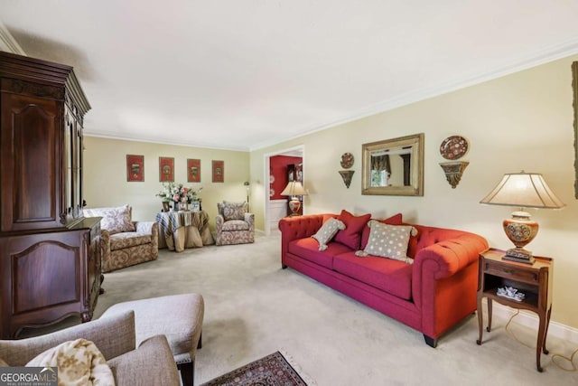 1487 W Bend Creek Ct, Atlanta, GA 30338 - living area with carpet flooring and crown molding