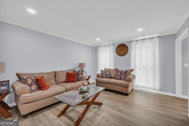 557 Spring Creek Way NE, Marietta, GA 30068 - living area with ornamental molding, baseboards, wood finished floors, and recessed lighting