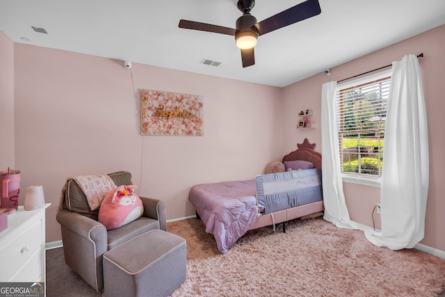 557 Spring Creek Way NE, Marietta, GA 30068 - bedroom with carpet flooring, baseboards, and a ceiling fan