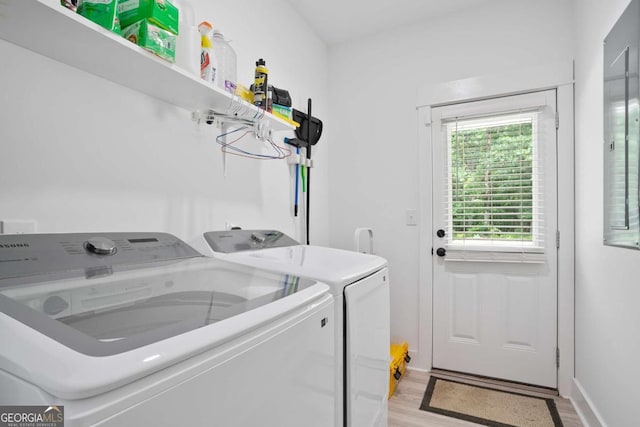 30 Kirby Cir, Newnan, GA 30263 - washroom featuring washing machine and clothes dryer and light wood-type flooring