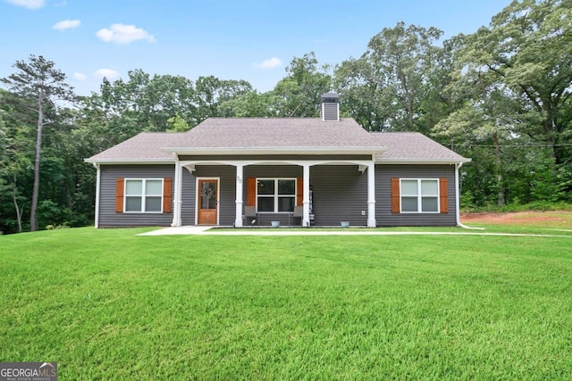 30 Kirby Cir, Newnan, GA 30263 - single story home featuring a chimney, a front lawn, a porch, and view of scattered trees