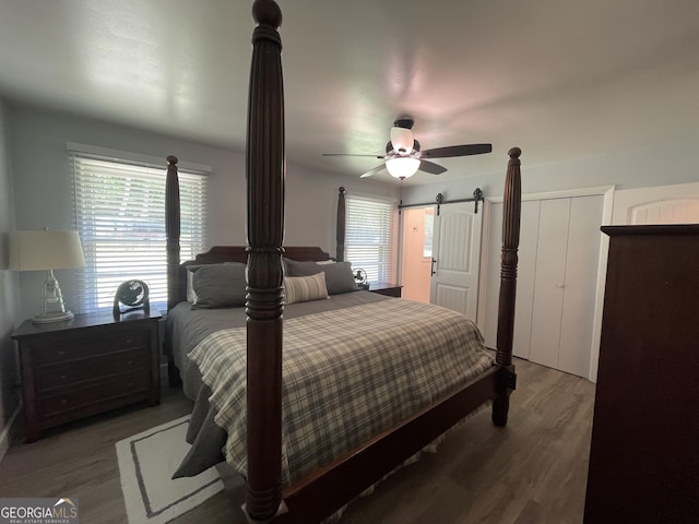 424 Harkins Rd, Cleveland, GA 30528 - bedroom with wood finished floors and ceiling fan