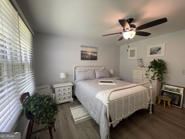424 Harkins Rd, Cleveland, GA 30528 - bedroom with wood finished floors and a ceiling fan