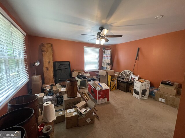 424 Harkins Rd, Cleveland, GA 30528 - interior space featuring ceiling fan and carpet flooring