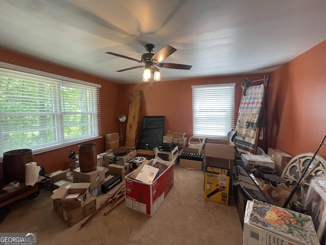 424 Harkins Rd, Cleveland, GA 30528 - carpeted living area featuring plenty of natural light and ceiling fan