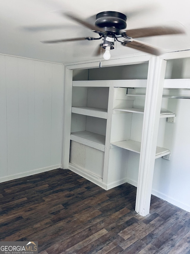 129 E Virginia Ave, Macon, GA 31217 - interior space featuring wood finished floors, ceiling fan, baseboards, and two closets