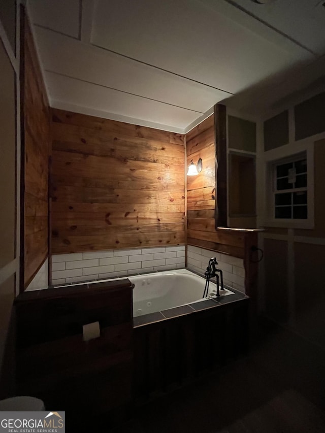 44 Freeman, Heflin, AL 36264 - full bathroom with a jetted tub and wooden walls