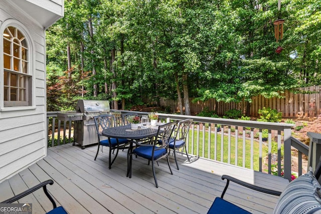 220 Webley Ln, Alpharetta, GA 30022 - wooden terrace with outdoor dining space and grilling area